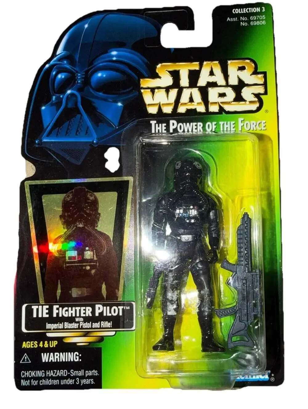 Kenner Star Wars Tie Fighter Pilot Action Figure Red Card And Green Card